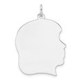 Sterling Silver Rh-plt Engravable Girl Disc Charm Polish on Front/Back