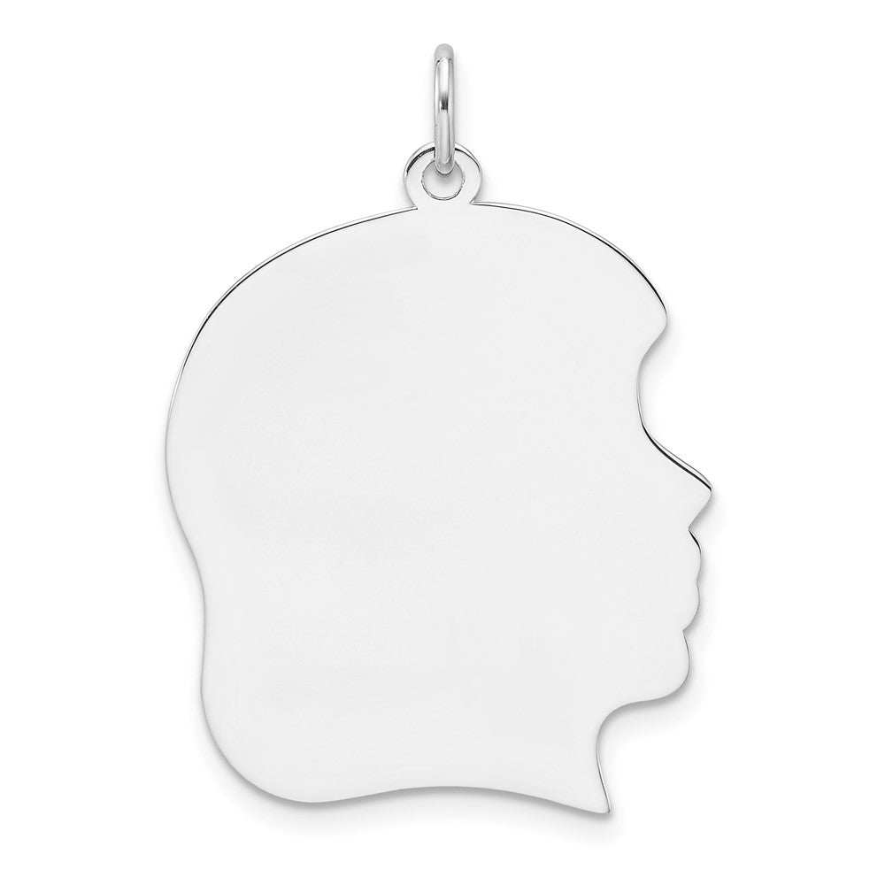 Sterling Silver Rh-plt Engravable Girl Disc Charm Polish on Front/Back