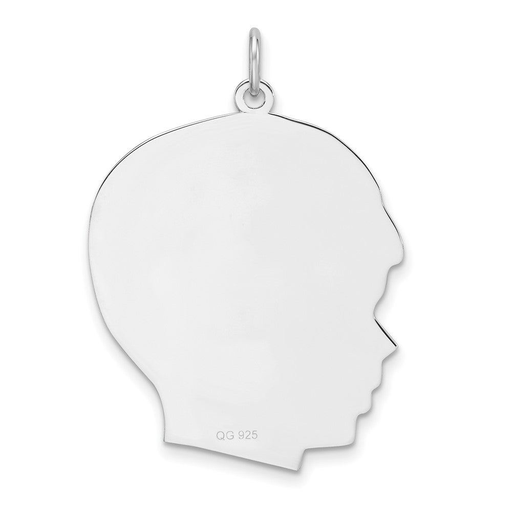 Sterling Silver Rhod-plate Eng. Boy Polished Front & Back Disc Charm