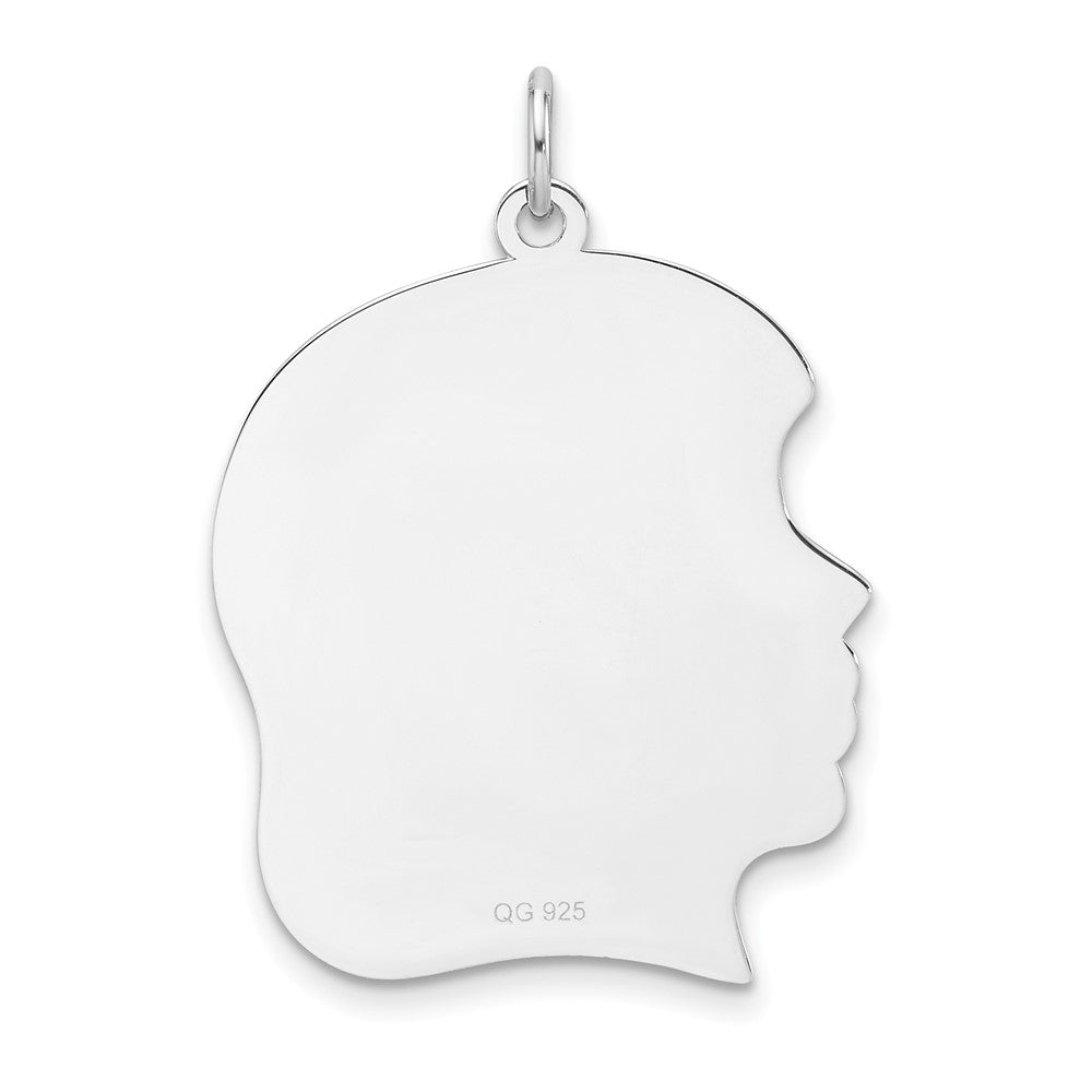 Sterling Silver Rhodium Plated Girl Polished Front and Back Disc Charm