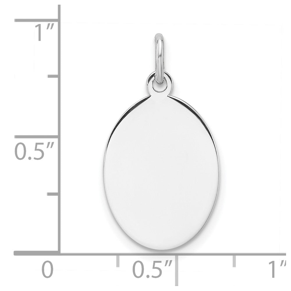 Sterl Silver Rh-plt Engraveable Oval Polished Front/Satin Back Disc Charm