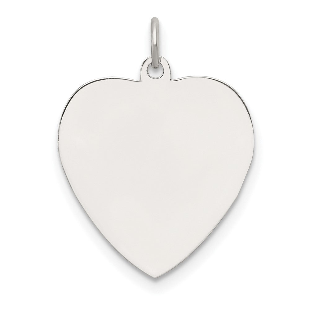 SS Rh-plt Engraveable Heart Polished Front/Satin Back Disc Charm