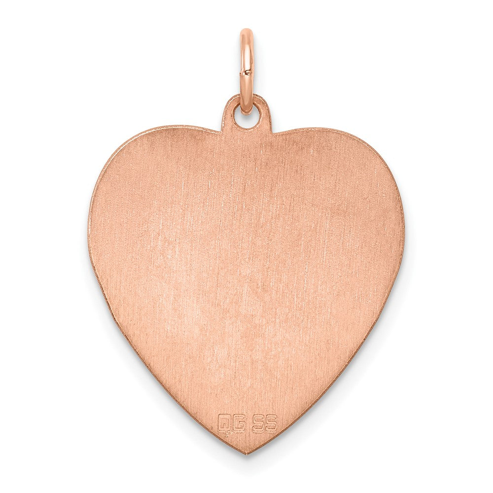 Sterling Silver RG Plated Eng. Heart Polish Front/Satin Back Disc Charm