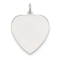 Sterling Silver Rhod-plated Eng. Heart Polish Front/Satin Back Disc Charm