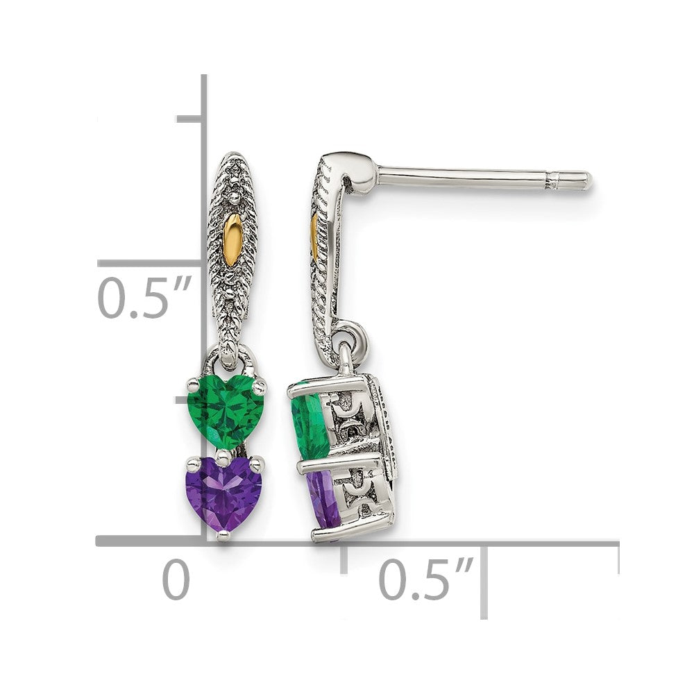 Sterling Silver Antiqued w/14k 2-stone Mother's Earring Mounting