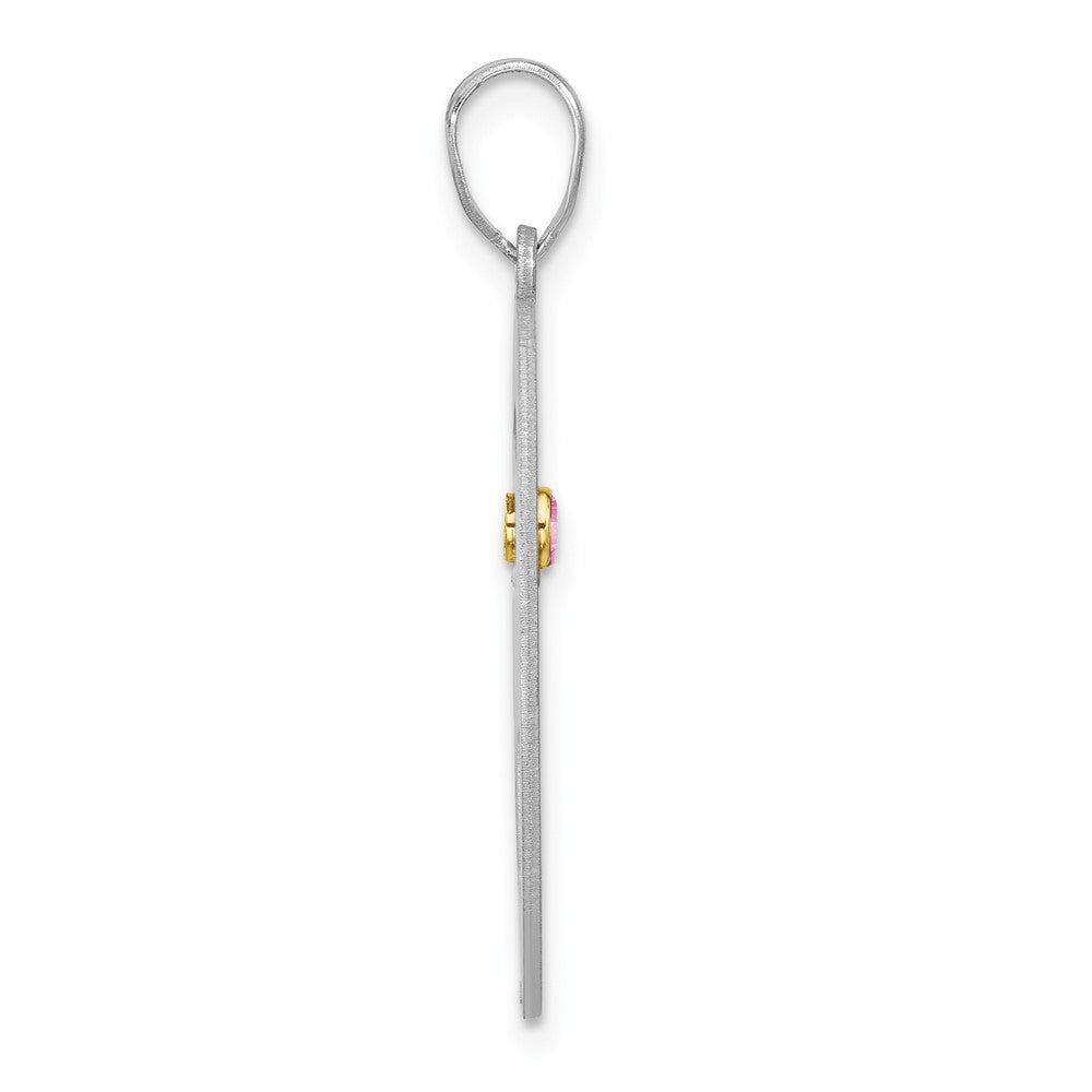SSilver/Rhod-plated 1 Birthstone w/ 14k Bezel Family Pendant