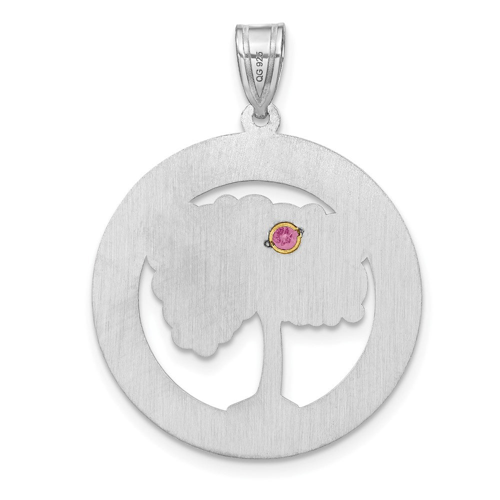 SSilver/Rhod-plated 1 Birthstone w/ 14k Bezel Family Pendant