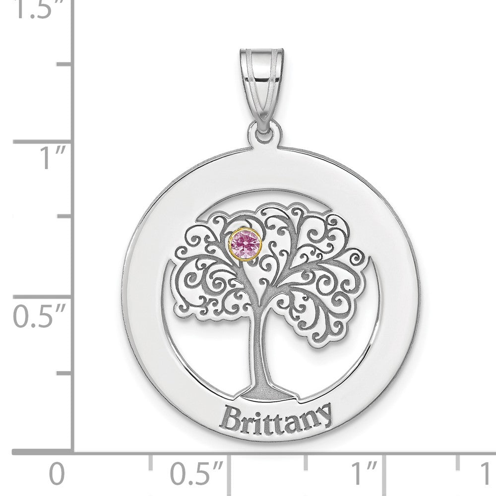 SSilver/Rhod-plated 1 Birthstone w/ 14k Bezel Family Pendant