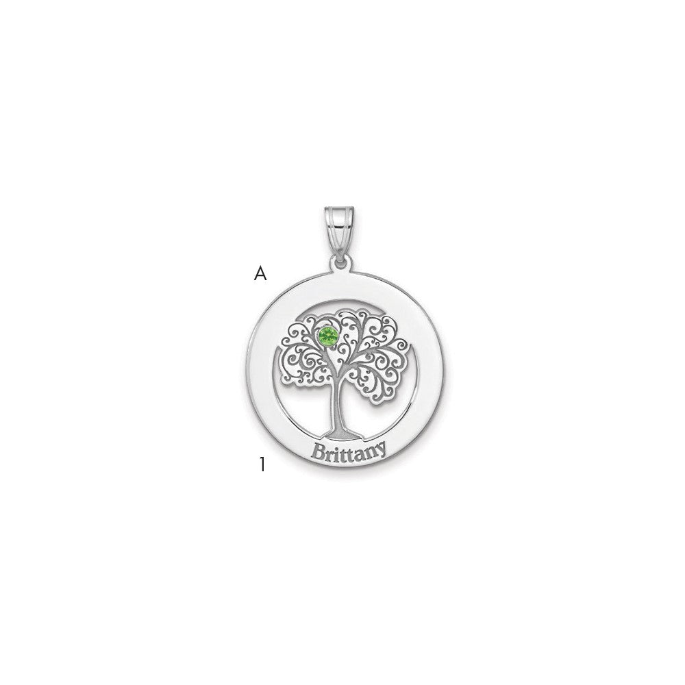 SSilver/Rhodium-plated 1 Birthstone w/SSilver Bezel Family Pendant