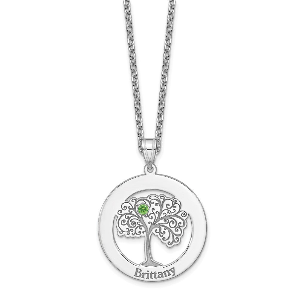 SSilver/Rhodium-plated 1 Birthstone w/SSilver Bezel Family Pendant