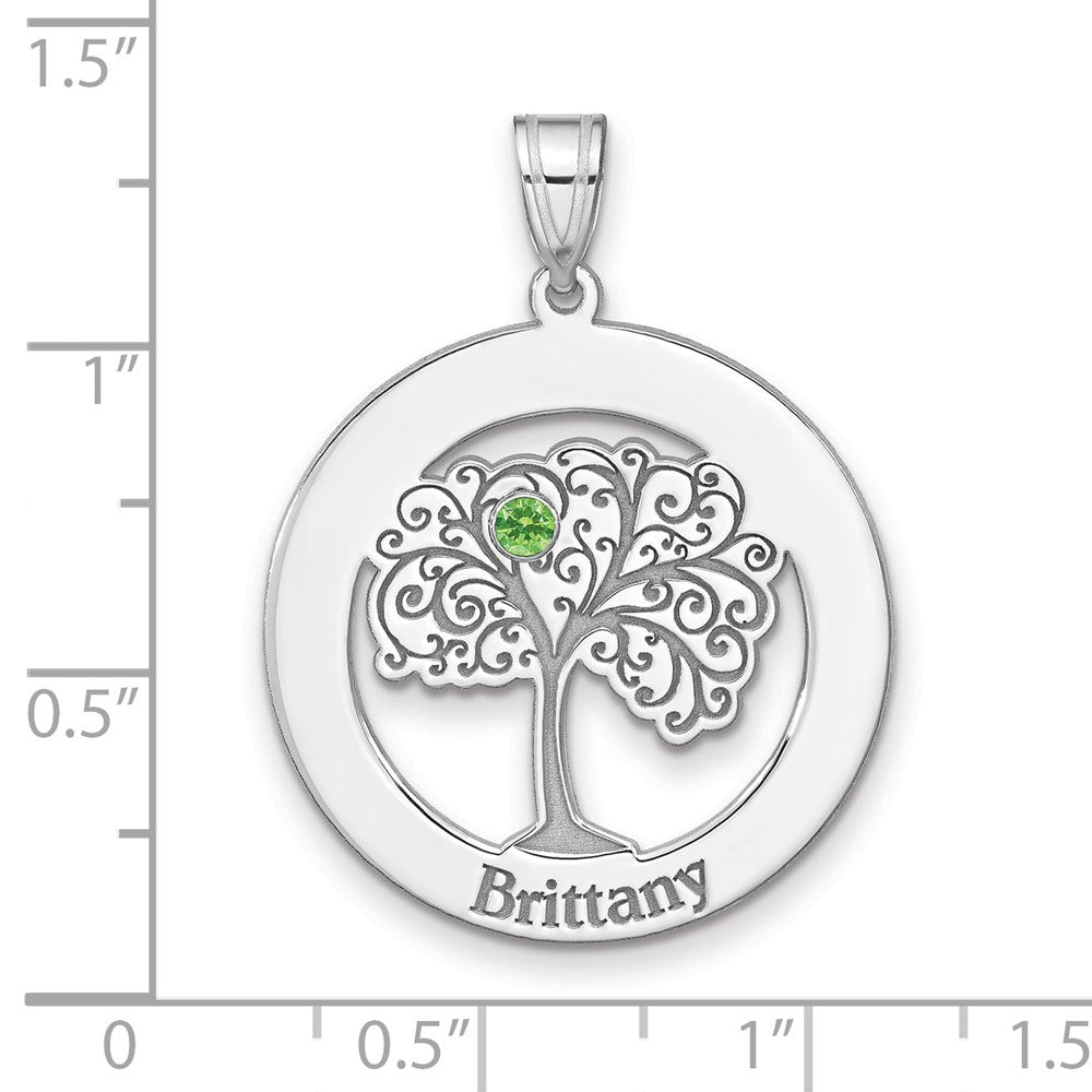 SSilver/Rhodium-plated 1 Birthstone w/SSilver Bezel Family Pendant