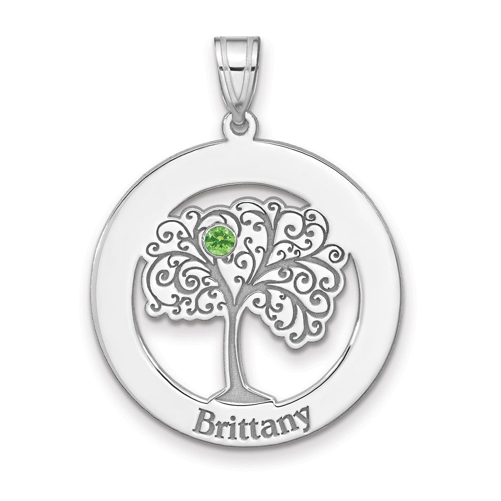 SSilver/Rhodium-plated 1 Birthstone w/SSilver Bezel Family Pendant