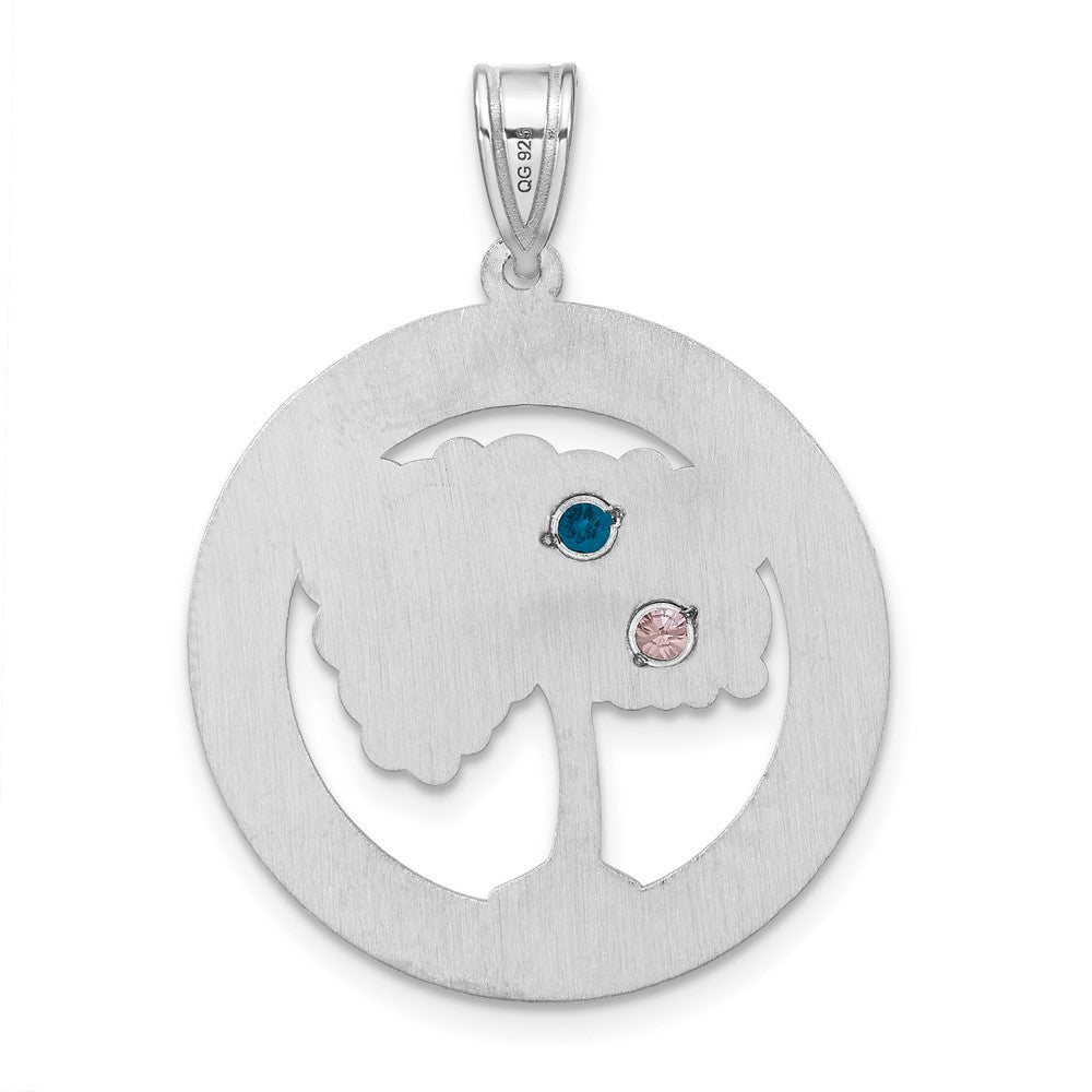 Sterling Silver/Rhodium-plated 2 Birthstone w/SSilver Bezel Pendant