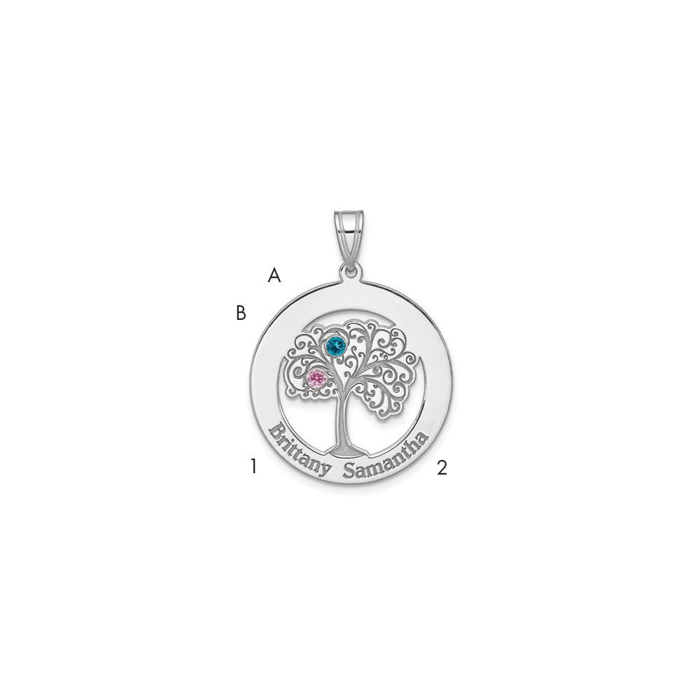 Sterling Silver/Rhodium-plated 2 Birthstone w/SSilver Bezel Pendant