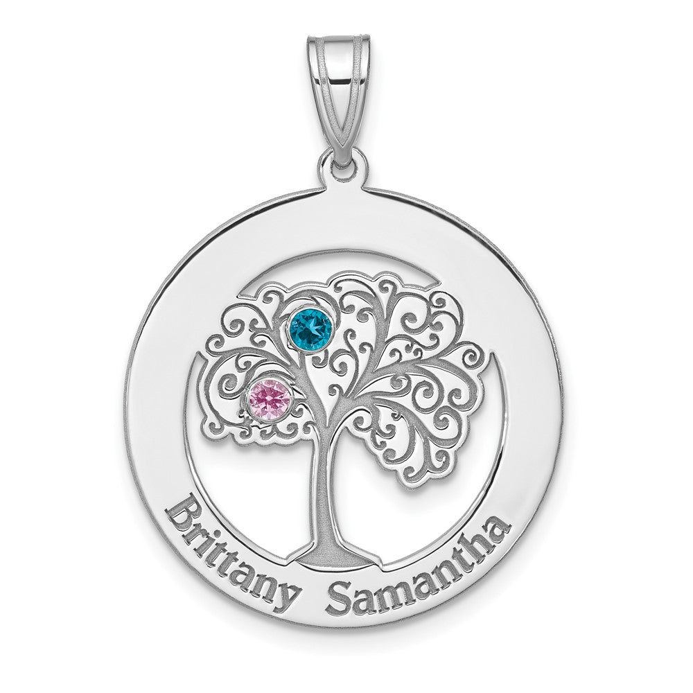 Sterling Silver/Rhodium-plated 2 Birthstone w/SSilver Bezel Pendant