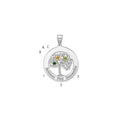 Sterling Silver/Rhod-plated 3 Birthstone w/ 14k Bezel Family Pendant