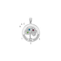 SSilver/Rhodium-plated 3 Birthstone w/ SSilver Bezel Family Pendant