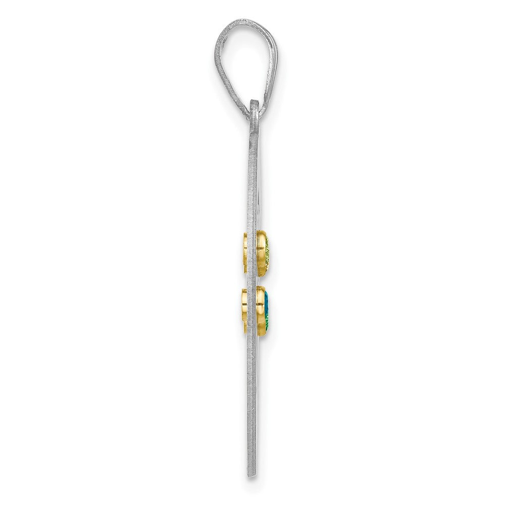 Sterling Silver/Rhod-plated 4 Birthstone w/ 14k Bezel Family Pendant