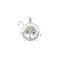 Sterling Silver/Rhod-plated 4 Birthstone w/ 14k Bezel Family Pendant