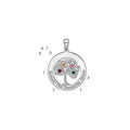 SSilver/Rhodium-plated 4 Birthstone w/SSilver Bezel Family Pendant