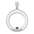 SSilver/Rh-plated 1 Birthstone Circle w/ 14k Bezel Family Pendant