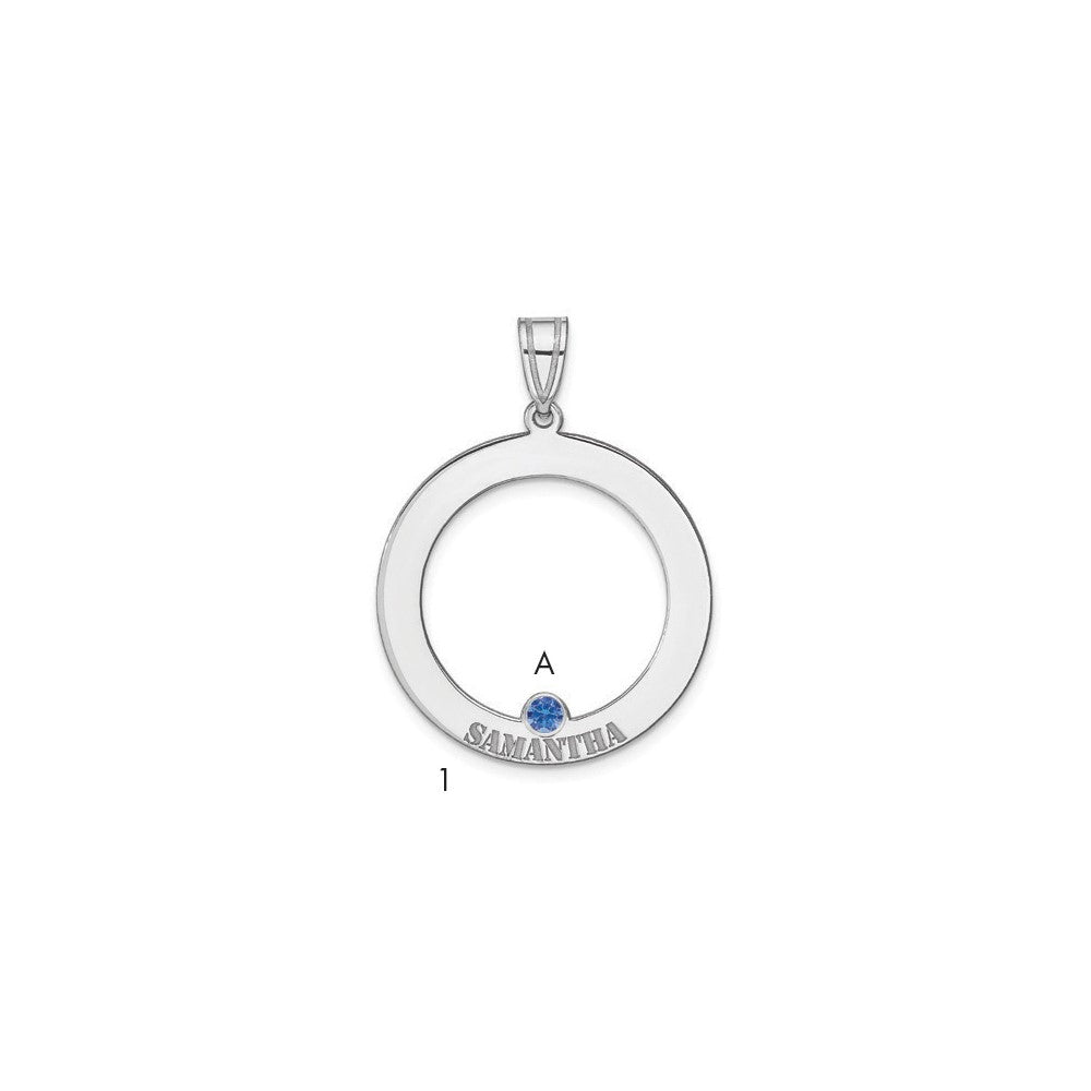 SSilver/Rh-plated 1 Birthstone Circle w/SSilver Bezel Family Pendant
