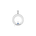 SSilver/Rh-plated 1 Birthstone Circle w/SSilver Bezel Family Pendant