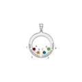 SSilver/Rh-plated 4 Birthstone Circle w/ 14k Bezel Family Pendant
