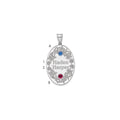Sterling Silver Rhodium-plated Crystal Family Pendant