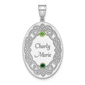 Sterling Silver Rhodium-plated/14k Bezel Crystal Family Pendant