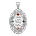 Sterling Silver Rhodium-plated/14k Bezel Crystal Family Pendant
