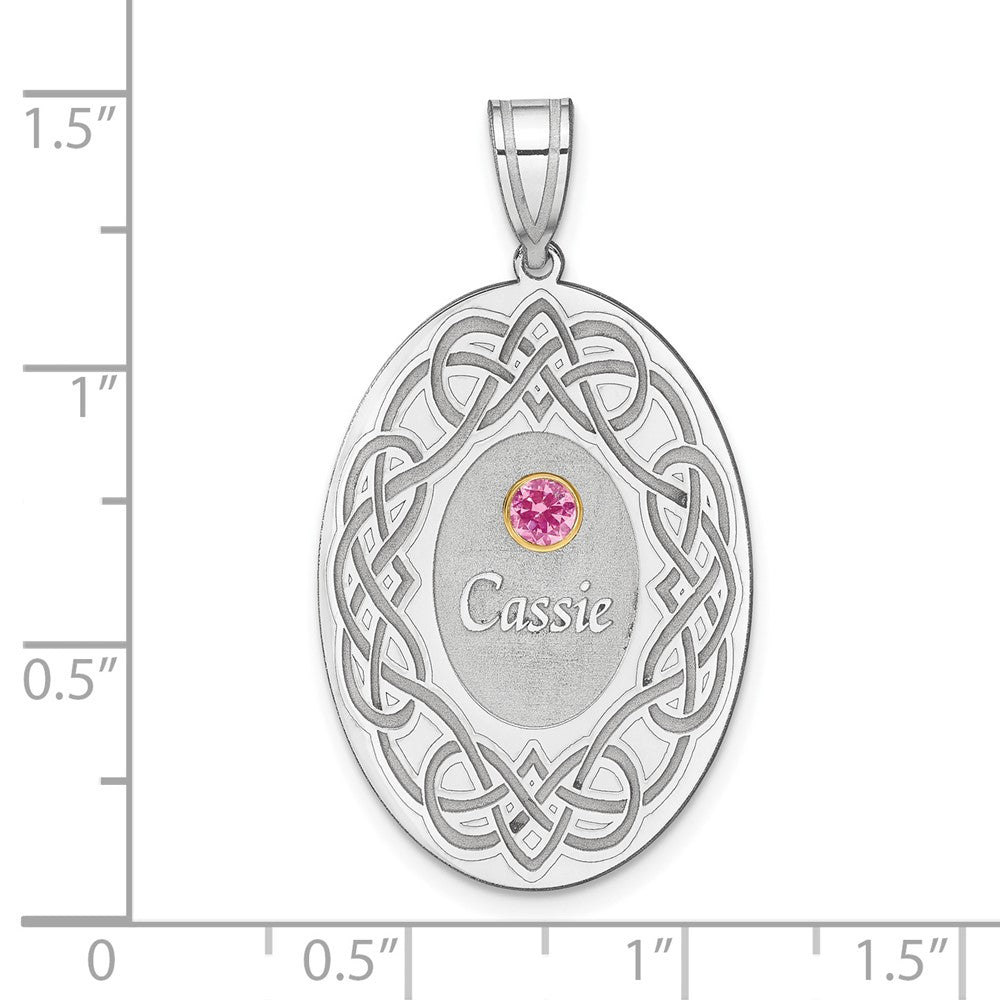 SSilver Rhodium-plated/14k Bezel Crystal Family Pendant