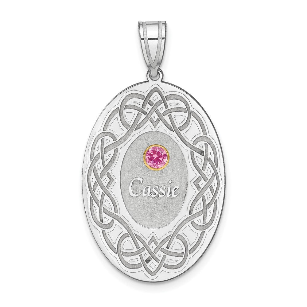 SSilver Rhodium-plated/14k Bezel Crystal Family Pendant