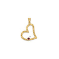 SSilver/Rh-plated 1 Birthstone Heart w/ 14k Bezel Family Pendant