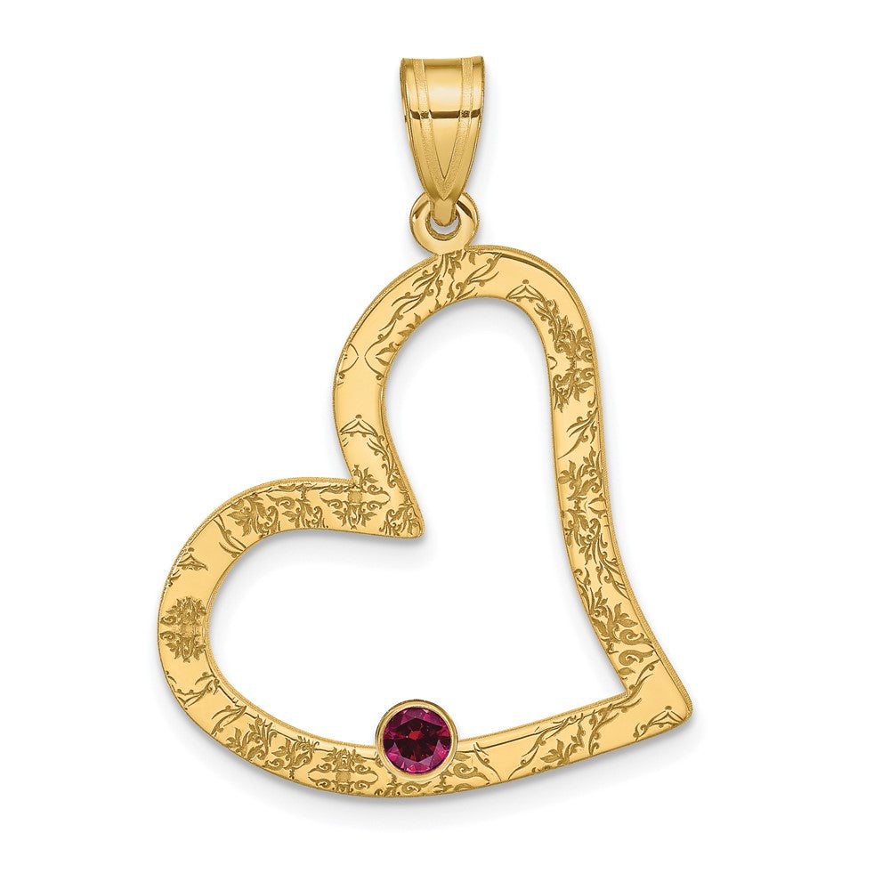 SSilver/Gold-plated 1 Birthstone Heart w/SSilver Bezel Family Pendant