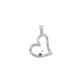SSilver/Rh-plated 1 Birthstone Heart w/ SSilver Bezel Family Pendant