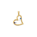 SSilver/Gold-plated 2 Birthstone Heart w/SSilver Bezel Family Pendant