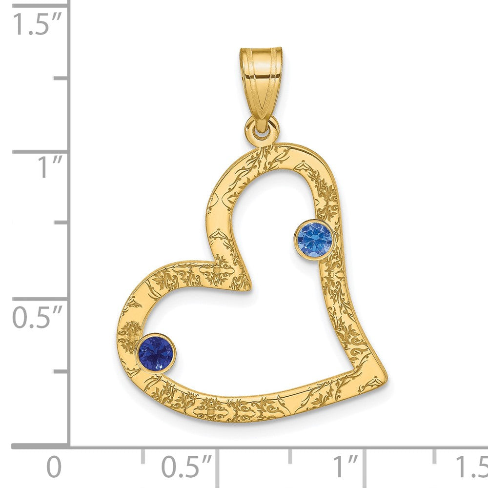 SSilver/Rh-plated 2 Birthstone Heart w/ 14k Bezel Family Pendant