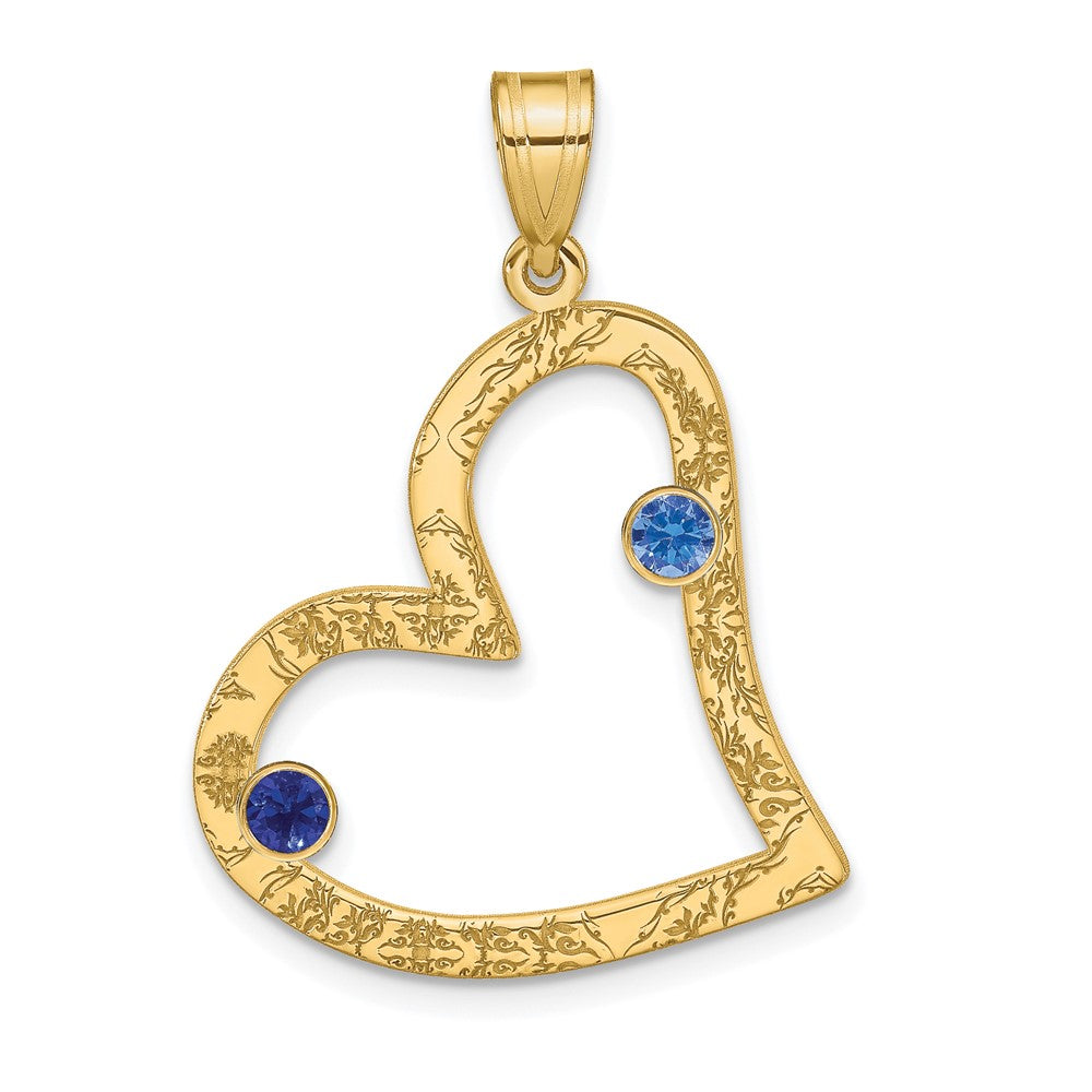 SSilver/Rh-plated 2 Birthstone Heart w/ 14k Bezel Family Pendant