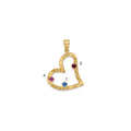 SSilver/Gold-plated 3 Birthstone Heart w/SSilver Bezel Family Pendant