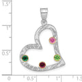 SSilver/Rh-plated 4 Birthstone Heart with 14k Bezel Family Pendant