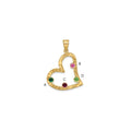 SSilver/Gold-plated 4 Birthstone Heart w/SSilver Bezel Family Pendant