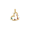 SSilver/Gold-plated 5 Birthstone Heart w/SSilver Bezel Family Pendant
