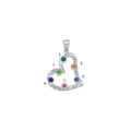 SSilver/Rh-plated 6 Birthstone Heart with SSilver Bezel Family Pendant