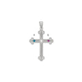 Sterling Silver Rh-plt Crystal Family Cross Pendant