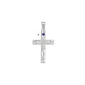 Sterling Silver Rh-plt Crystal Family Cross Pendant