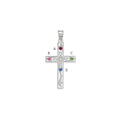 Sterling Silver Rh-plt Crystal Family Cross Pendant