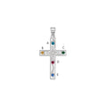 Sterling Silver Rh-plt Crystal Family Cross Pendant