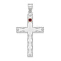 Sterling Silver Rh-plt/14k Bezel Crystal Family Cross Pendant