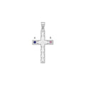 Sterling Silver Rh-plt Crystal Family Cross Pendant